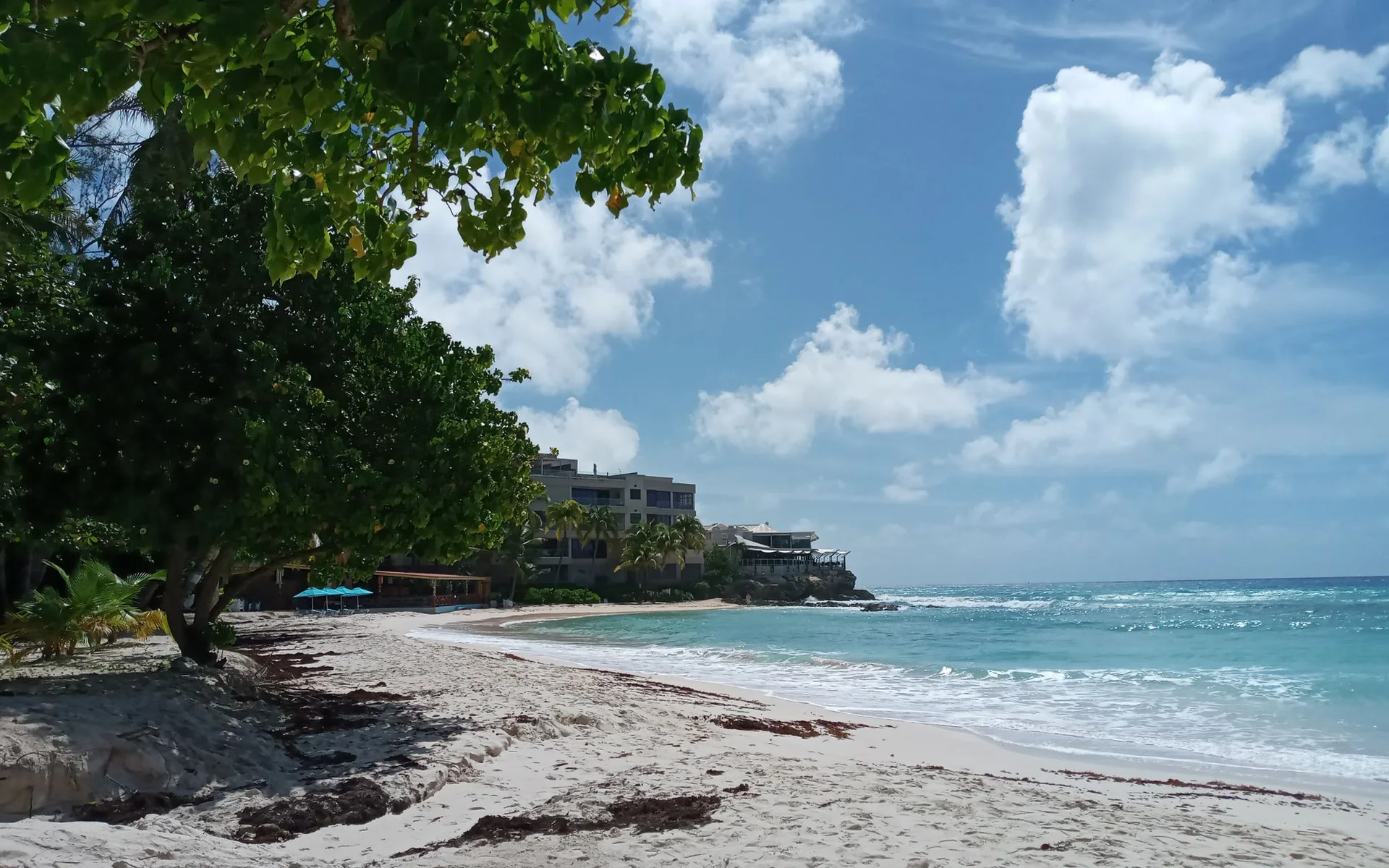 Beach and turquoise sea near Bridgetown