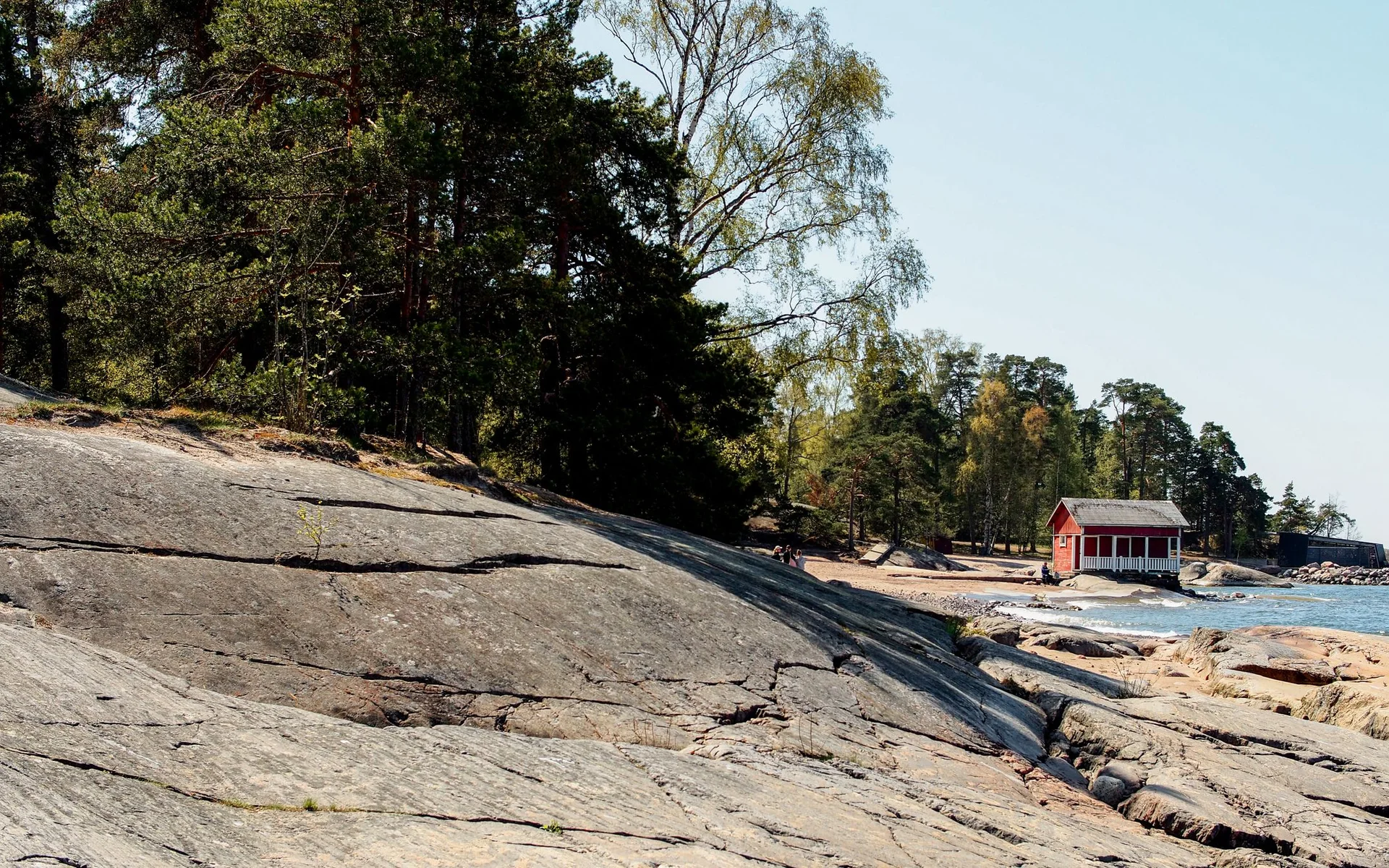Red Cabin on the Rocky Coast of Helsinki
