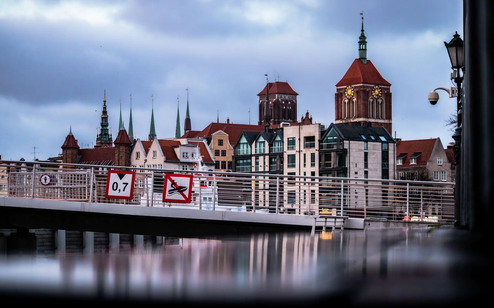Historic buildings along the Gdańsk waterfront